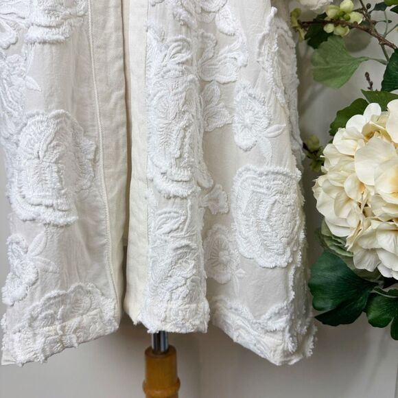 Akemi + Kin Ramona Lace Kimono | Anthropologie White Floral Embroidered Open Fro - Picture 5 of 12
